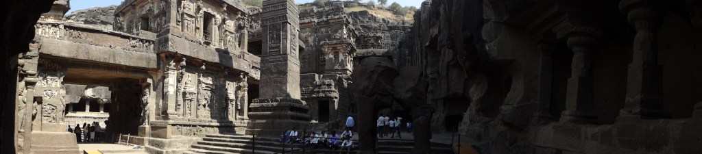 The largest Hindu Temple in Ellora. Carved from solid mountain from the top.